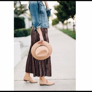 Dusty Rose pleated velvet skirt